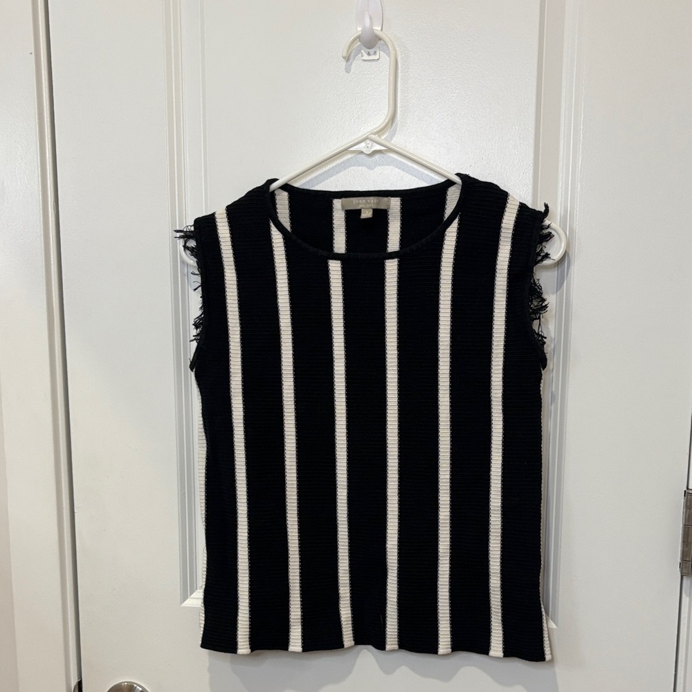 Joan Vass Black and White Striped Top